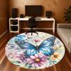 1pc Butterfly Flowers Round Chair mat Area Rug - Non-Slip, Floor Mat for Office, Bedroom, and Indoor Decor c1125464