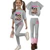Kids' Casual Printed Round Neck Top and Pants Set, Loose Fit Fashion Outfit