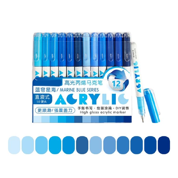 12Pack Glowing in the Dark Acrylic Paint Markers Pen Non Skip Ink Flow for Crafts and Decorations
