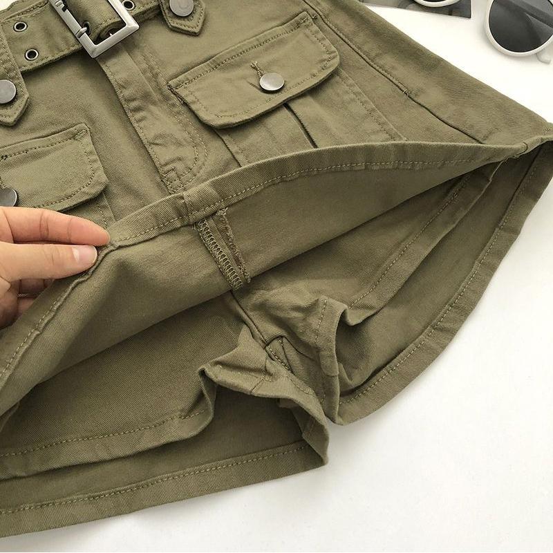 Summer Women Denim Pantskirt High-waist Short Slim A-line Jean Skirts Lady Anti-expose Lining Wide-leg Shorts