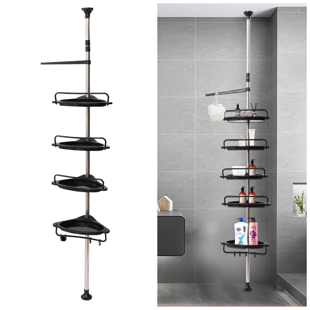 Corner bathroom shelf, telescopic, adjustable, for shower, 4 shelves, strong