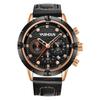 Men's Multi-functional Quartz Sports Watch with Genuine Leather Band
