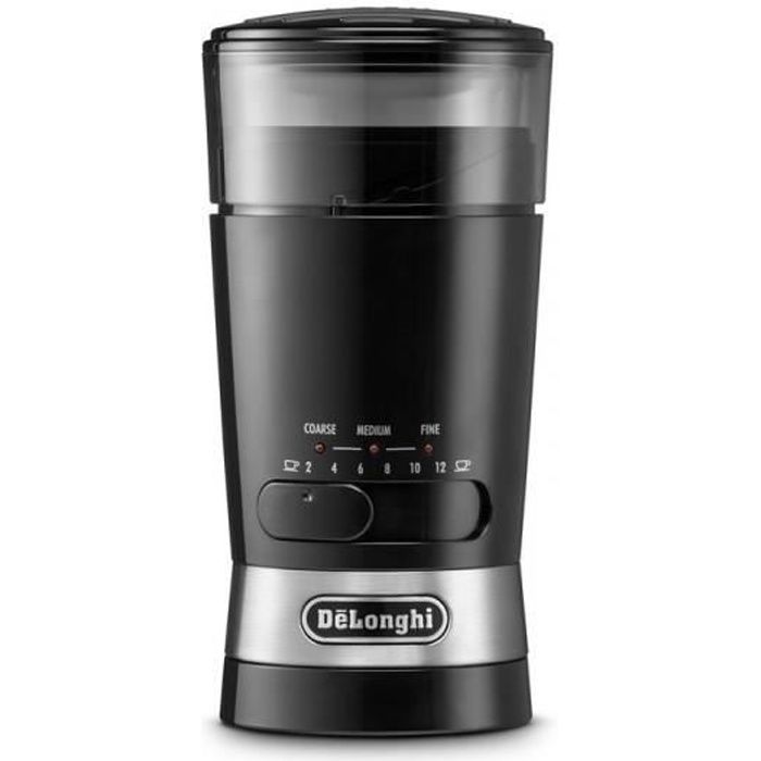 Moulin À Café DELONGHI KG210 - Noir - 170 W - 3 Finesses De Mouture - Capacité 90 G