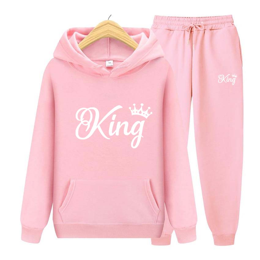 Träningsoveraller för män Set Vår Höst King Print Sweatshirt Långärmad Luvtröja Joggingbyxa Sweatshirt Streetwear Sportoverall