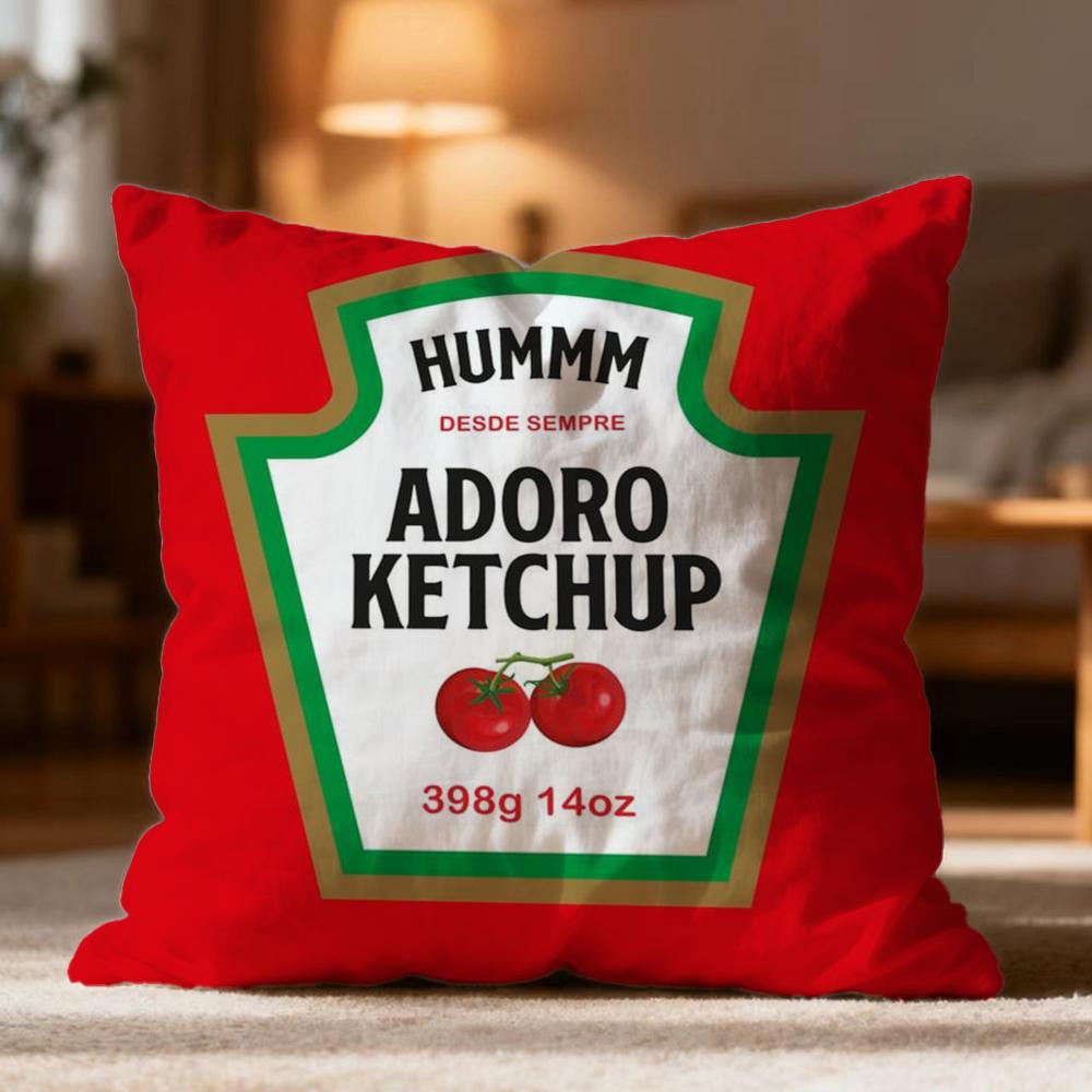 Popular Ketchup Cushion Cover Soft Washable Pillow Case Multi-Scene For Couch Bed Travel Office Use