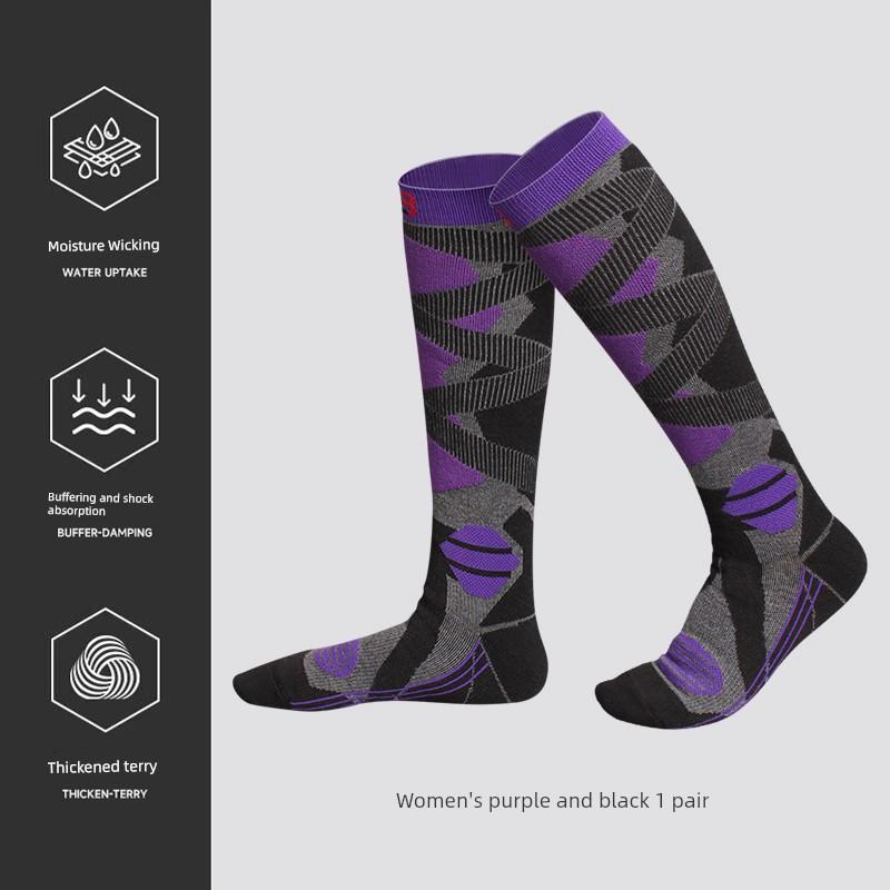 Winter Professional Ski Socks, Thickeneded, Warm, Non-Slip, Long Socks, Outdoor Mountaineering Sports Socks, Compression Calf Socks for Women