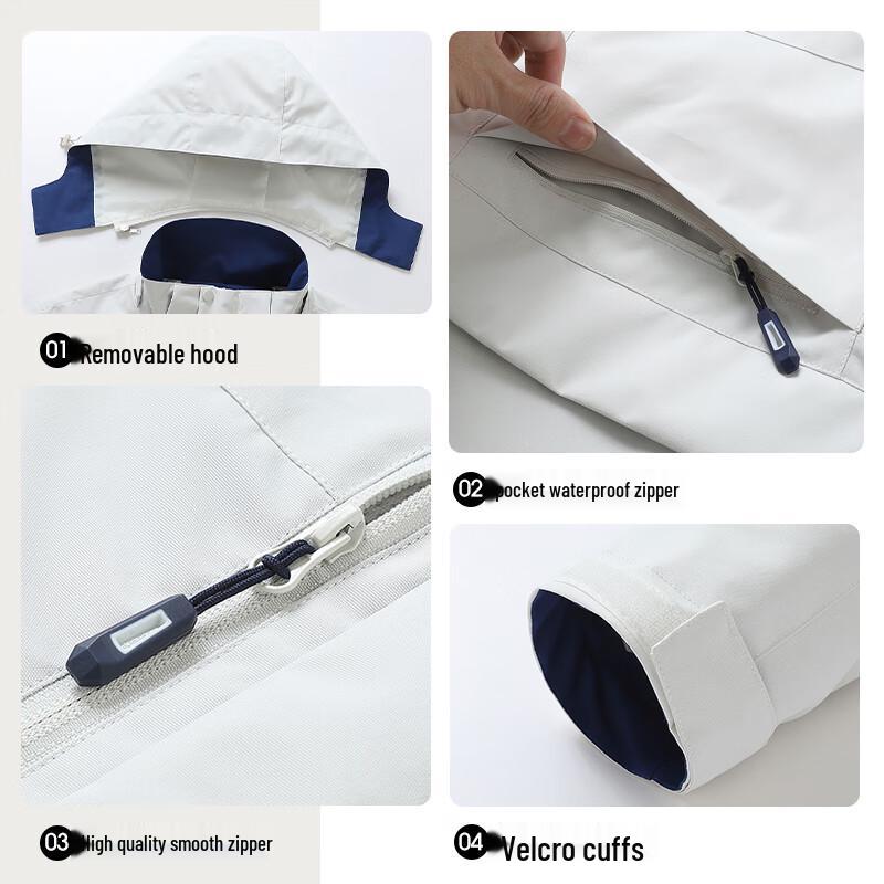 SHANSHAN Men's Detachable Hooded Waterproof Jacket