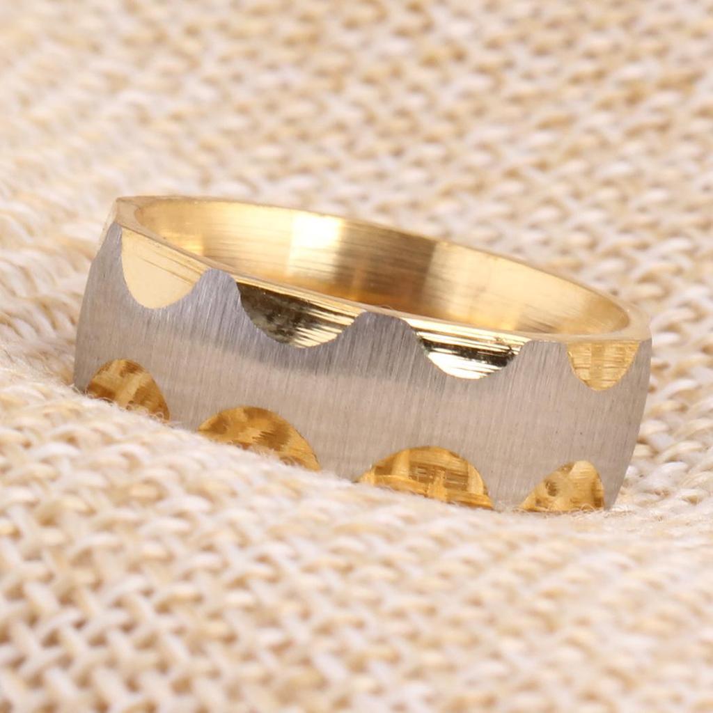 18K Gold Plated Stainless Steel Wave Pattern Ring for Women