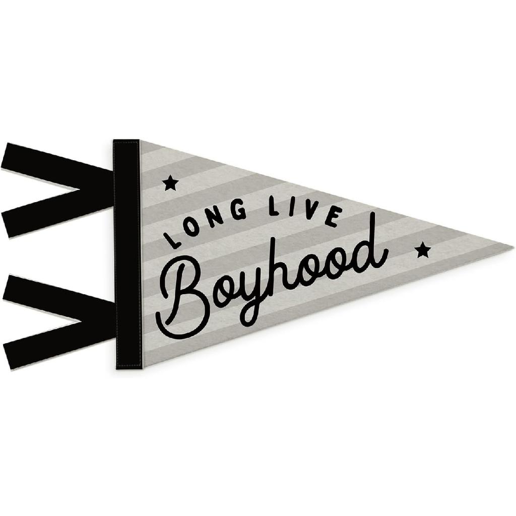 Boys Room Decor, Long Live Boyhood Wall Hanging Pennant Flag Banner, Preppy Neutral Checkerboard Wall Decorations for Nursery Toddler Boys Bedroom