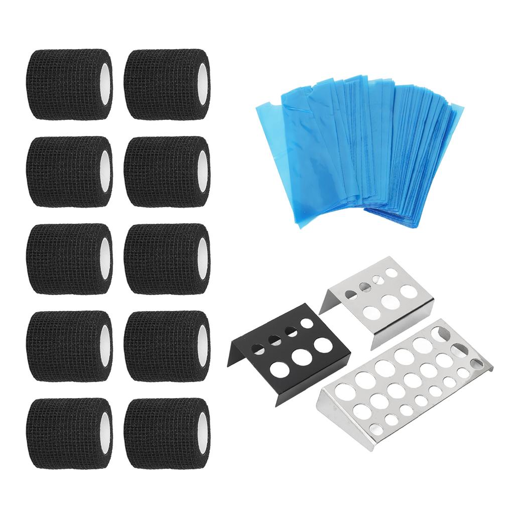 200 ks Krytů na tetovací strojek 3 ks Stojánků na kelímky s tetovací barvou Stojan na barvy 10 ks Gumiček na tetovací strojek