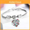 Pulseira Coração de Amor com Pedras Strass Coloridas Inlaid para Membros da Família Presente Atencioso**