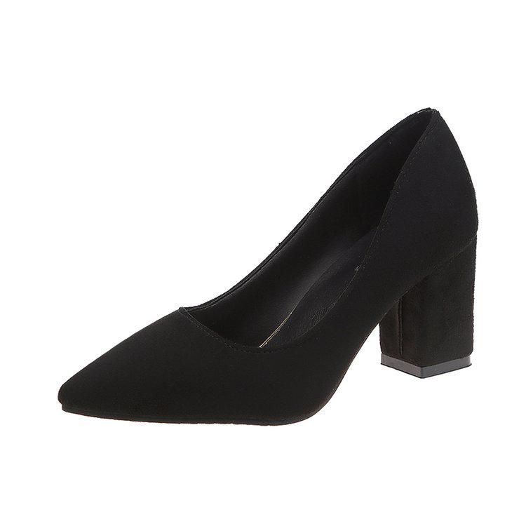 Women's Plus Size Suede Chunky Heel Pointed Toe Heels - European & American Style