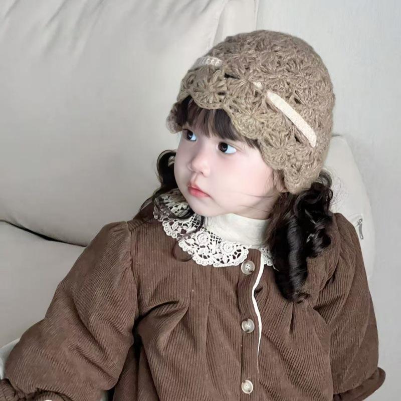 First Encounter: Korean-Style 2025 Sweet Bow Knit Hat for Baby Boys & Girls - Cute Hollowed Head Cover
