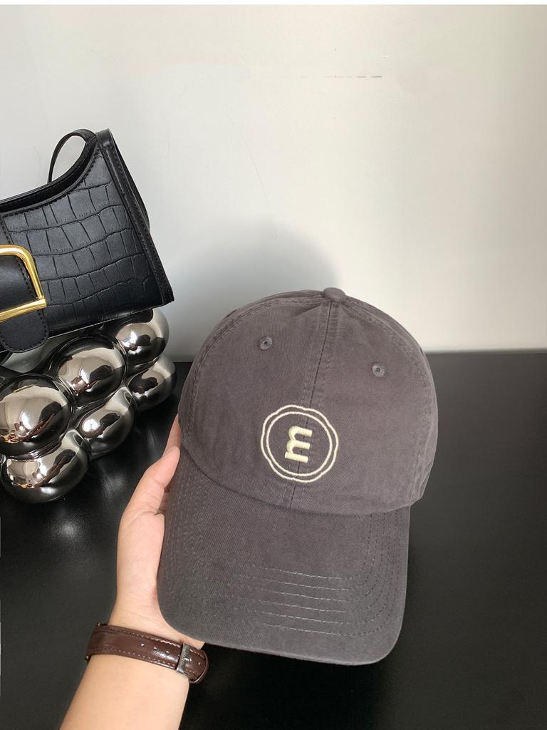 Embroidered Letter M Panel Baseball Hat Breathable Cotton Street Looks Style