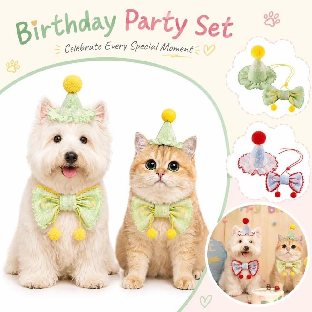 Drool Towel Pet Birthday Outfit Bow Tie Pet Photo Prop Cute Pet Accessories  For Cat