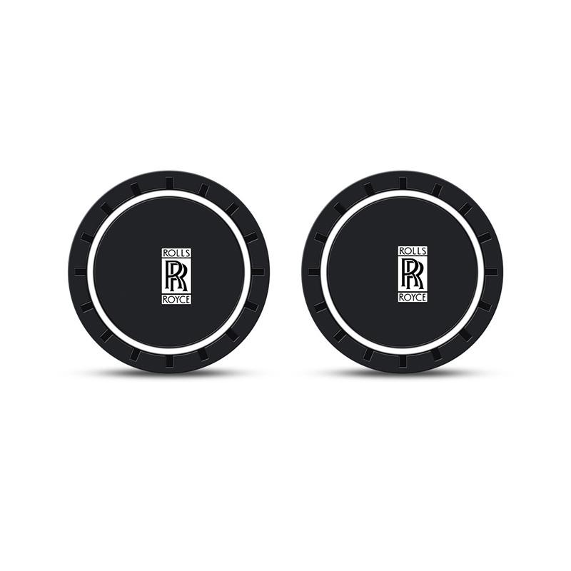 2 Stück Leder Innenraum Auto Anti-Rutsch-Matte Untersetzer Auto Wasserbecher-Schlitz Zubehör für Rolls-Royce Cullinan Phantom Ghost Wraith Dawn