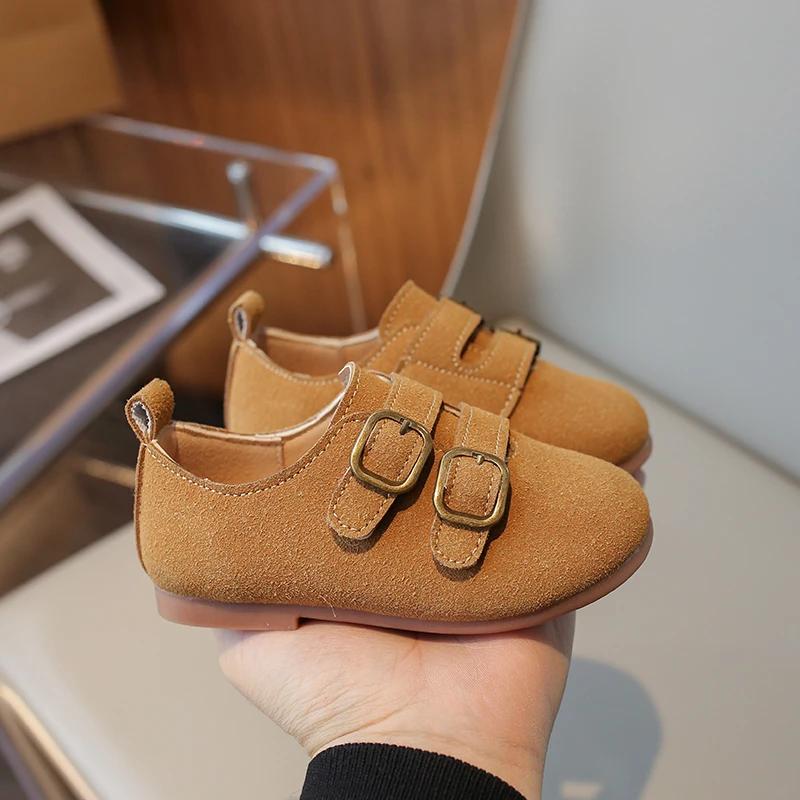 Dziecięce Skórzane Buty Okrągły Czubek Dziewczęce Codzienne Buty Mary Jane Modne Wiosenne Jesienne Dziecięce Płaskie Buty Jednolity Kolor Lekkie Wszechstronne