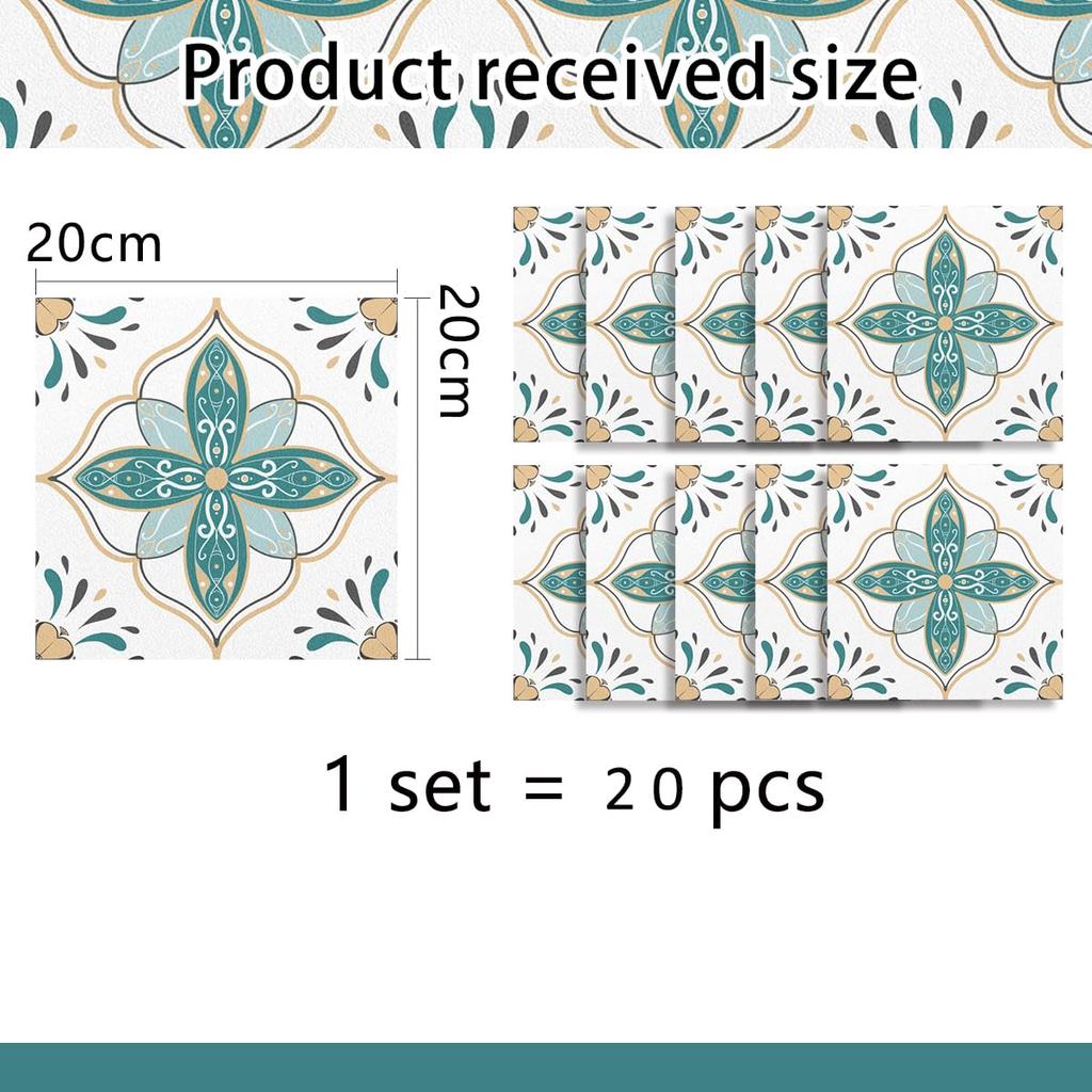 CELAENO Removable for Tile and Baseboards 20cm x 20 Tile-Look Stickers, Waterproof, Heat-Resistant, Oil-Resistant, Kitchens, Bathrooms, Toilets,