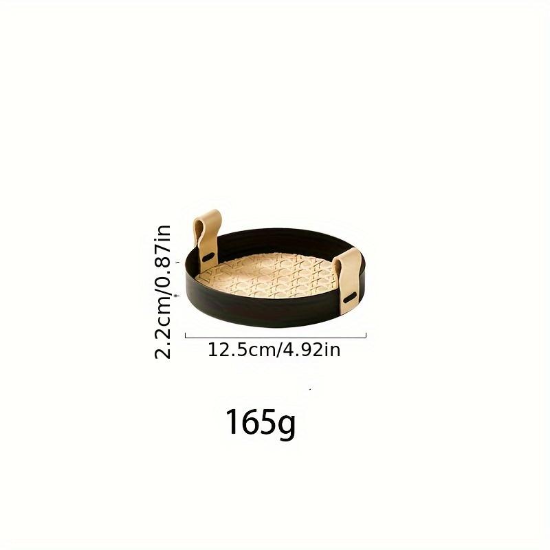 

Nordic Round Jewelry Tray Woven Leather Storage Tray Living Room Kitchen Desktop Cosmetic Sundries Plate Home Decoration