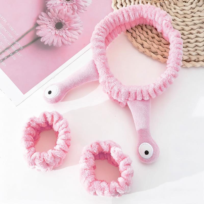 Animal Ears Headband With Fluffy Ball Soft Coral Fleece Elastic Band For Women Makeup Face Washing Skin Care Cosmetic