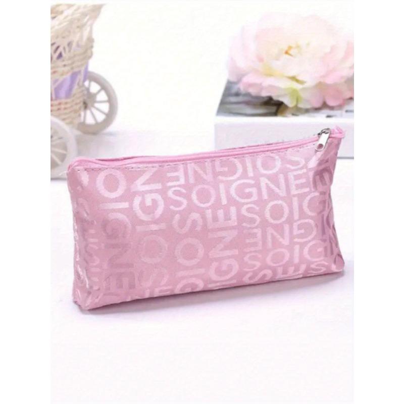 Minimalist Letter Print Makeup Bag, Portable & Convenient For Daily Use & Travel Makeup Travel Toiletry Organizer Essentials Gifts Storage Zipper