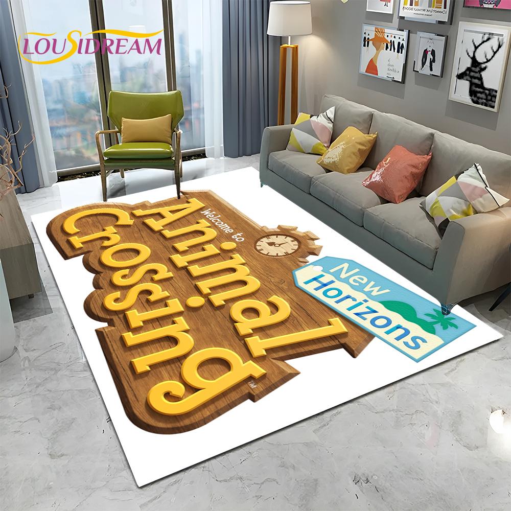 Cartoon Animal Crossing New Horizons Area Rug,Carpet Rug for Living Room Bedroom Sofa Doormat Decor,Kids Play Non-slip Floor Mat