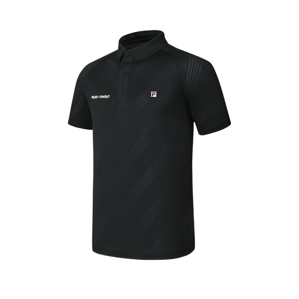 New FILA Tennis Polo Shirts Men's Dark Current Black A11M423108FBK