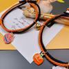 European & American Pumpkin Ghost Magnetic Couple Bracelet Set - Handmade, Adjustable, Elastic, Simple Halloween Design