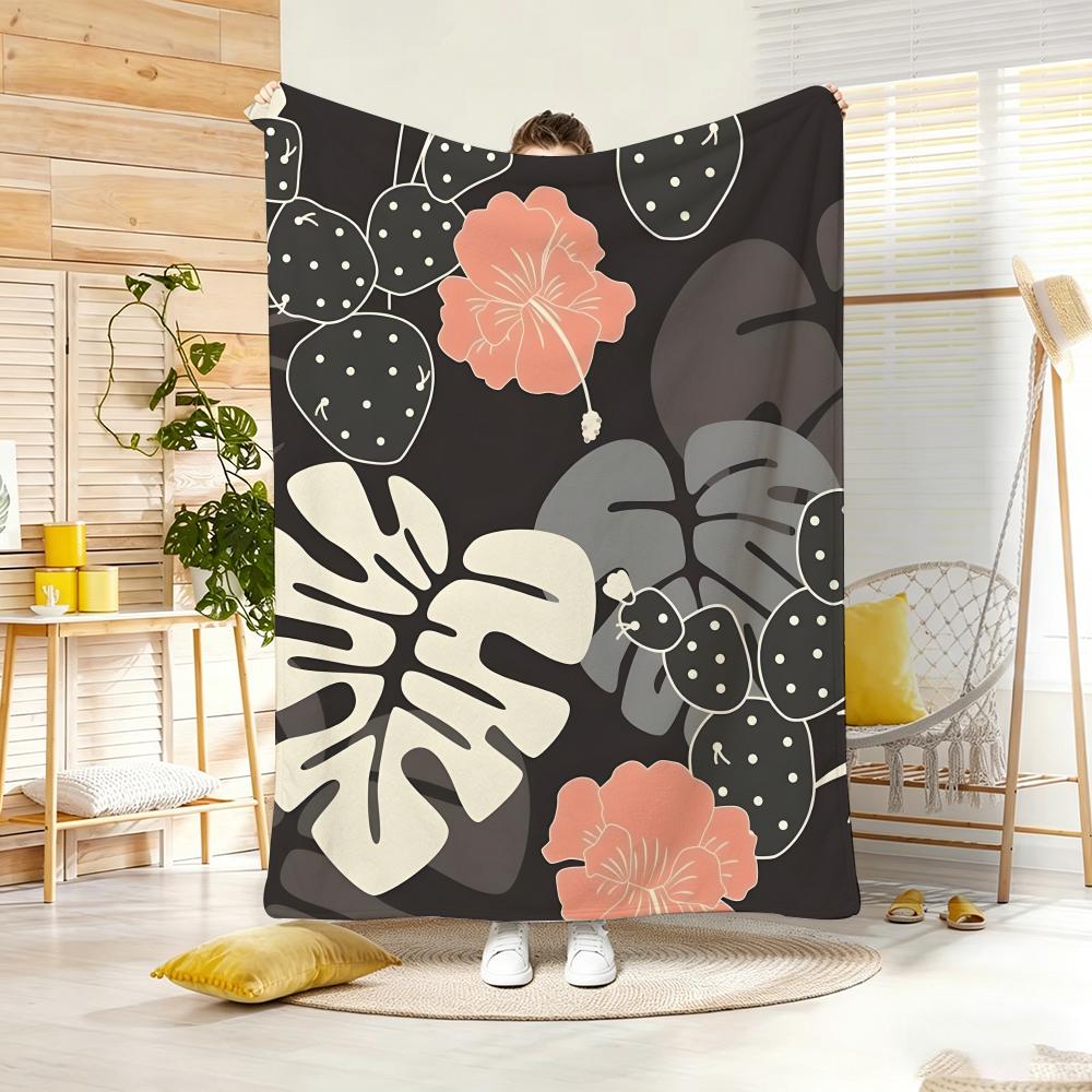 Fresh Leaf Repeat Throw Lightweight  Flannel Blanket Soft Skin-Friendly For Summer Cooling