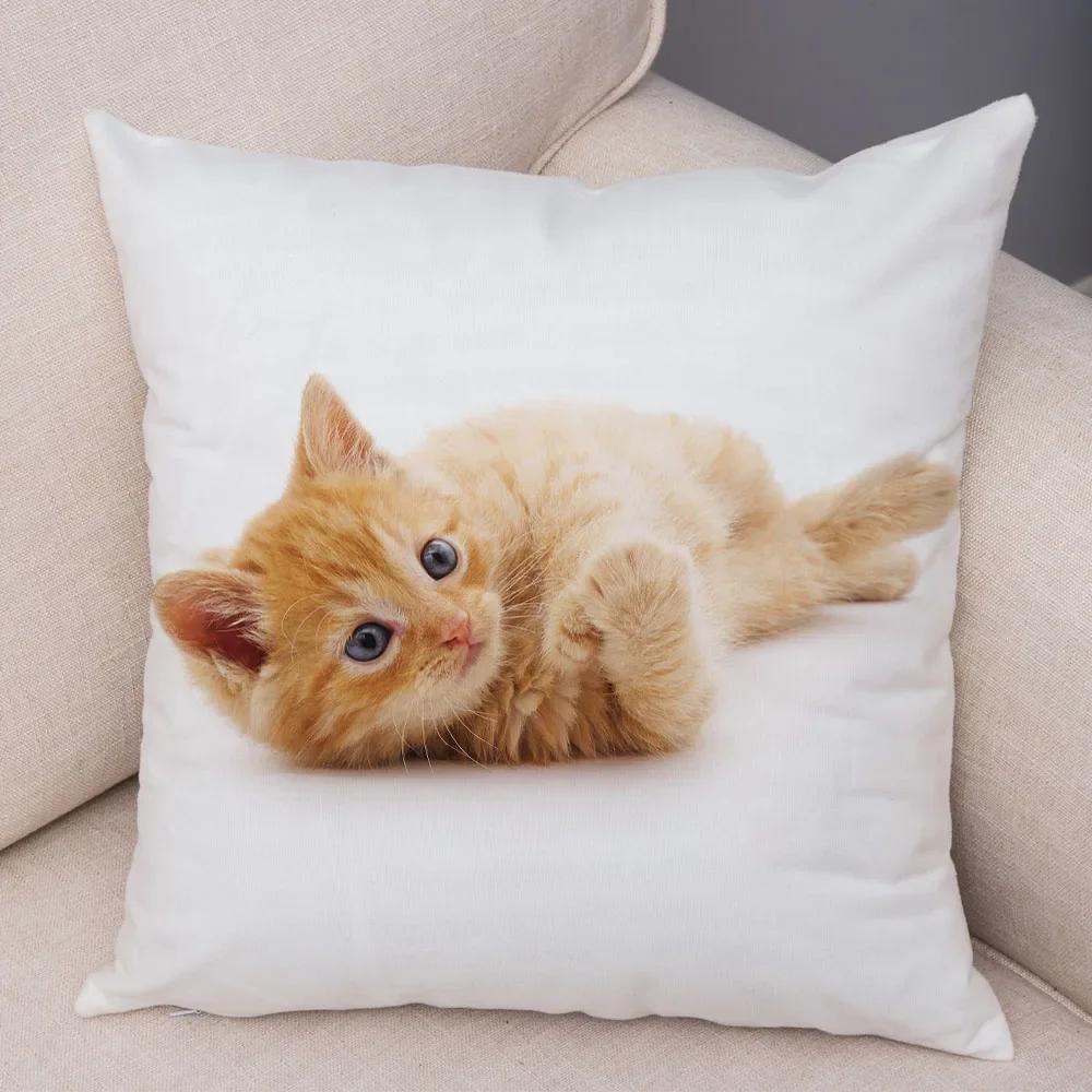 1PC 45x45cm Cute Cat Pillowcase for Home Sofa Children Room Decor Lovely Pet Animal Print Cojines Cushion Cover Pillow Case