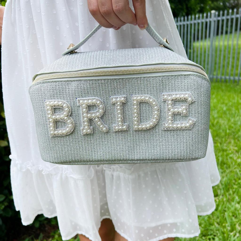 Bride, Bride&Mrs, Silver, Glitter Bag, Gold Glitter, Makeup Bag, High-end, Handbag, Wedding Decoration