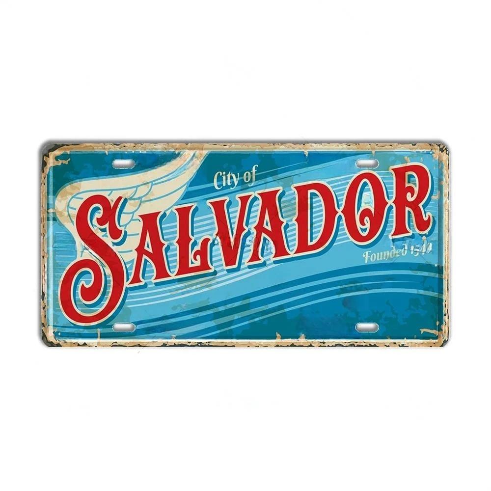 HD Metal Tin Sign Vintage Brazil Cities License Plate Style Retro Wall Art Decor for Home Bar Garage