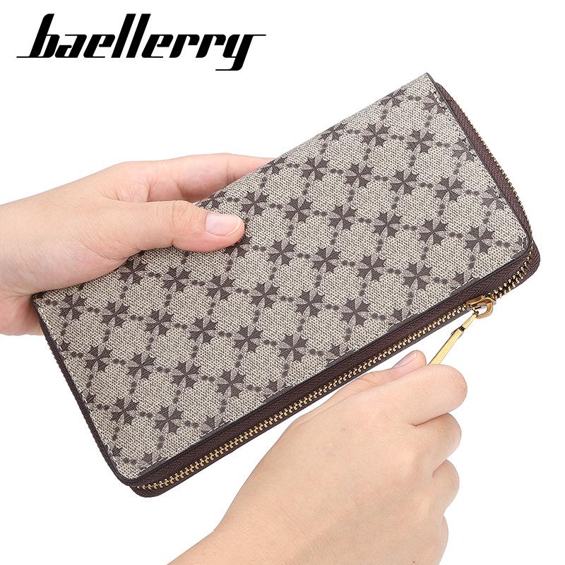 Baellerry Women's Retro Monogram Zipper Phone Bag & Coin Purse - Versatile Long Style
