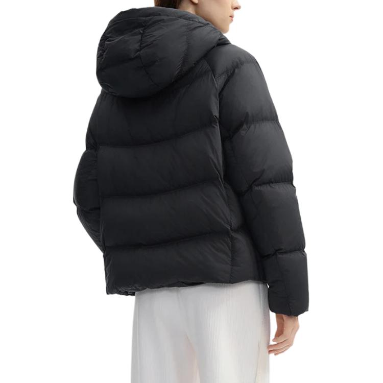 Fila Lifestyle White Series Versatile Solid Color Zipper Hooded Down Jacket Women Outerwear Black F11W443904FBK