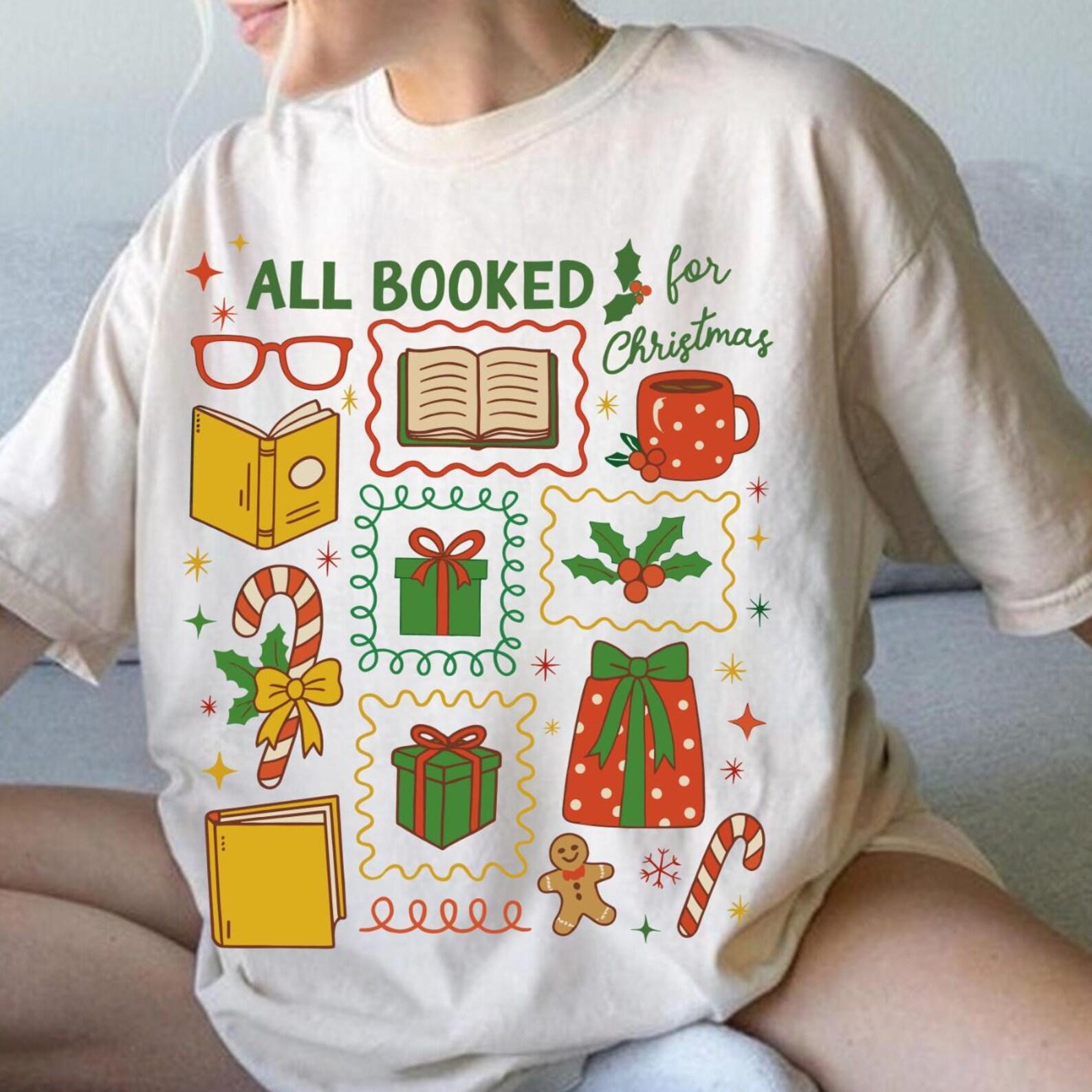Christmas Book Club, All Booked for Christmas Shirt, Christmas Teacher Tee, Gift for Teachers, Christmas Books Shirt, Librarian Xmas Gift 2XL
