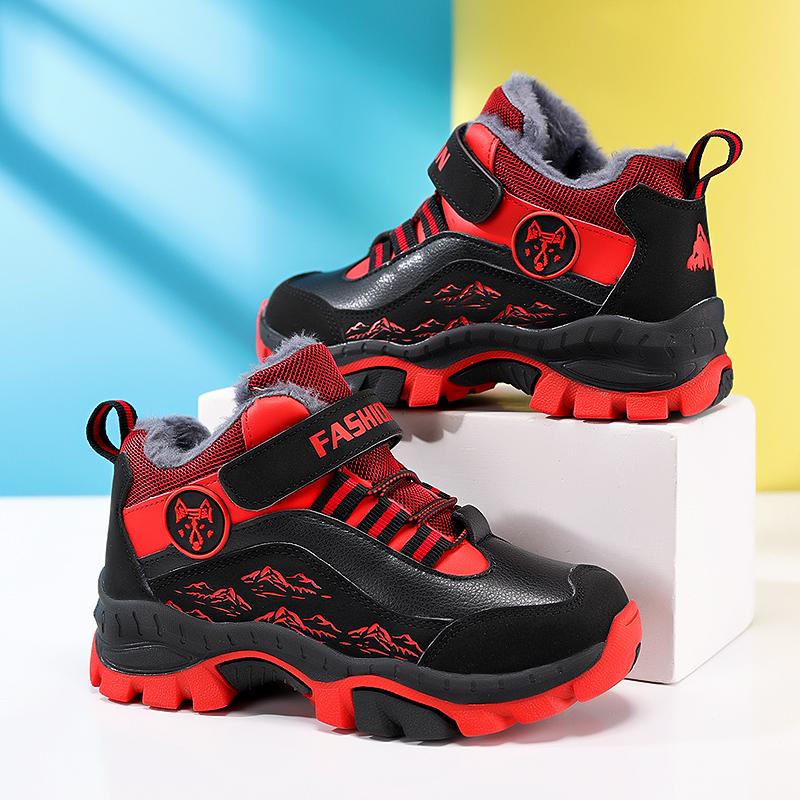 Winter Boots Kid's Snow Boots with Plush Anti Slip Wolf Claws Hiking Cotton Shoes