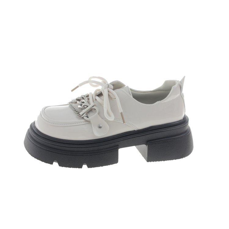 

[Youshilai] Chain small leather shoes women s platform college style 2025 spring and autumn retro French loafers women 39