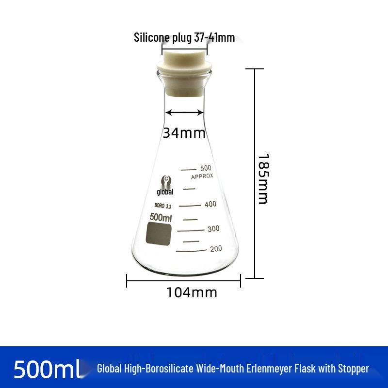 Heat-Resistant Thick Glass Triangular Flask with Silicone Stopper