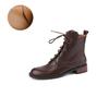 Stivali da donna autunno/inverno con punta tonda e tacco spesso, scarpe da donna, stivali in vera pelle, stivali corti con cerniera, stivali da motociclista, marroni