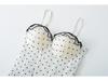 French Girl Polka Dot Waist-Cinched Mesh Bandeau Camisole – Slim Sleeveless Summer Top