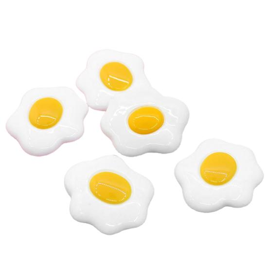 

5Pcs Simulation Miniature Fried Eggs Shape Resin Food Poached Egg Accessories for Kids A