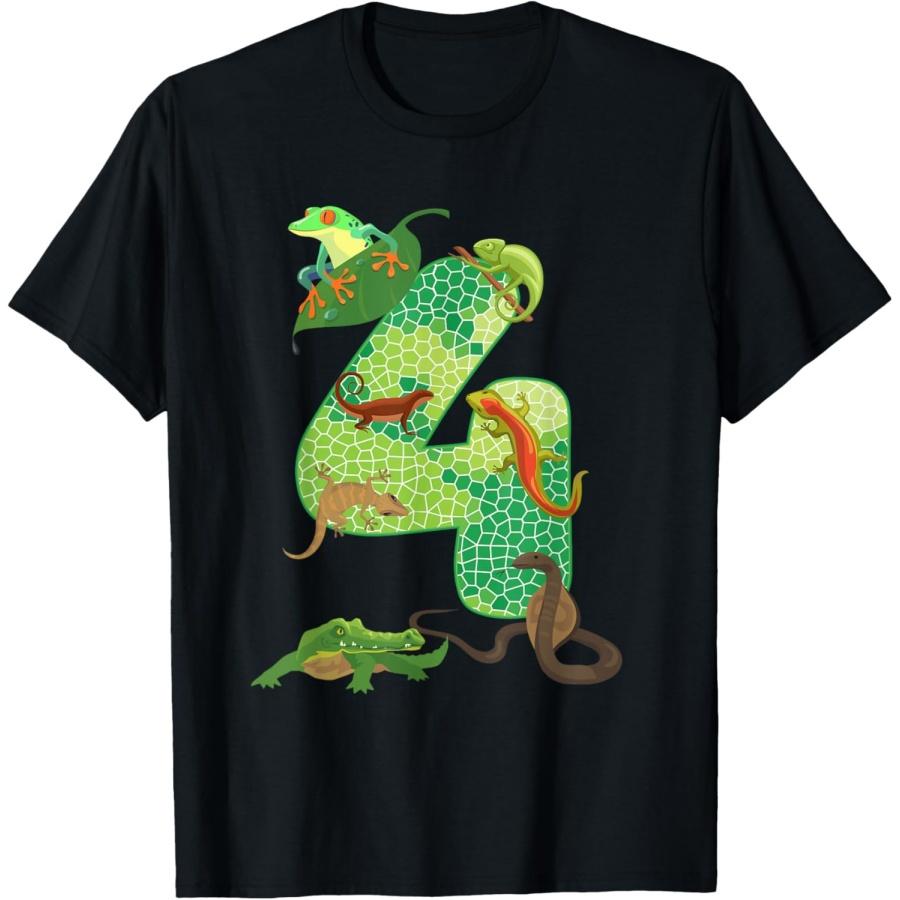4th Birthday Reptile Themed 4 Year Old Birthday Party T-Shirt S