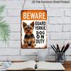 2D Flat, Yorkshire Terrier Warning Metal Sign, Decorative Aluminum Sign and Plaque, 8x12 Inches - Rustic "Beware of Guarding Yorkie" Wall Art