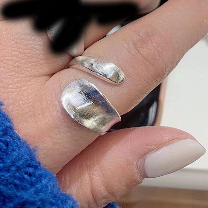 Anelli Cuore Geometrico Scintillanti in Argento Sterling 925 per Donna Semplice Moda Coreana Anello Aperto Regolabile Fatto a Mano Regali per Coppia