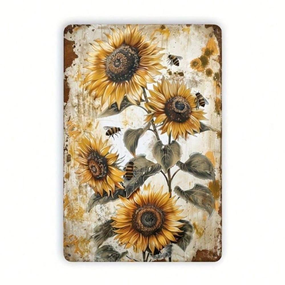 Vintage Sunflower Retro Metal Sign 8x12 Inch Wall Art Cafe Decor