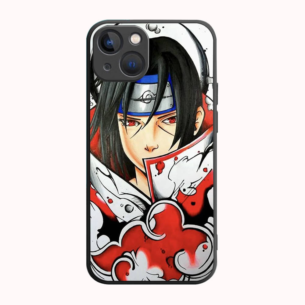B-27 Anime Akatsuki Itachi Schwarze Hülle für Samsung S24 S23 S22 S21 S20 FE S10 Lite Ultra S7 S8 S9 Plus A05S A11 A12 A13 A15 A22 A24 A25 A32 A52 A71 5G
