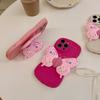 Three-dimensional pink butterfly silicone bracket for iPhone16Pro max iPhone 15 case 14/13 soft case