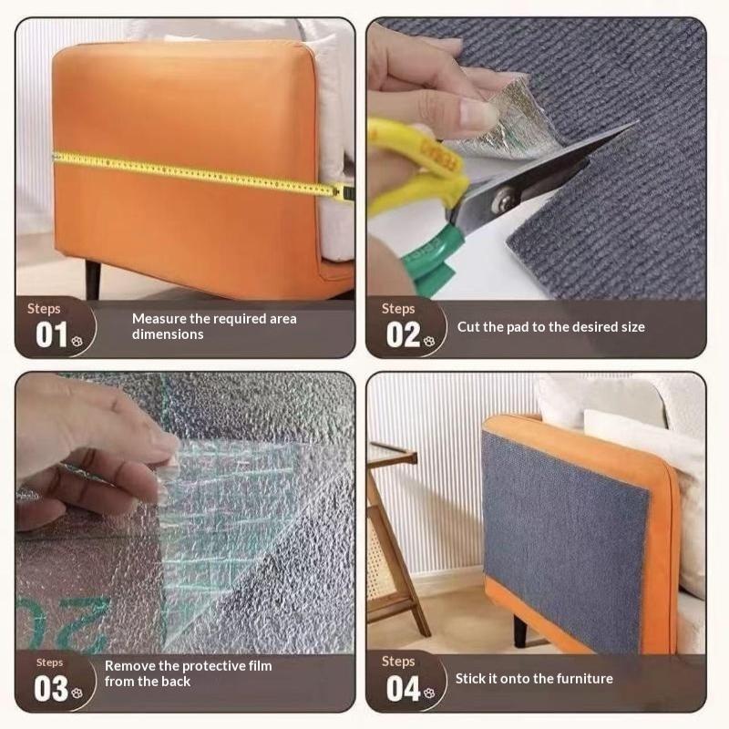Light Grey Cat Scratch Mat Self Adhesive Carpet Roll Wear Resistant Cat Scratcher Pad For Sofa Furniture Wall Protection
