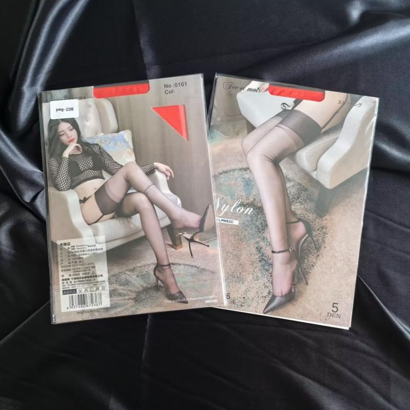 Retail Packaging 5D Ultra Thin Transparent Non-elastic Thigh High Stockings Breathable Silk Medias Women Sexy Seamless Underwear