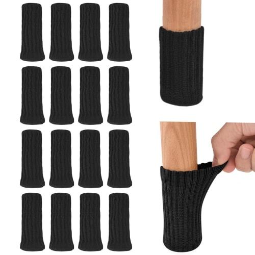 16-Pack Chair Leg Covers, Double-Layer Knit with Silicone Interior, Anti-Slip, Quiet, Scratch-Resistant, Anti-Slip, Earthquake-Proof, for Square and R